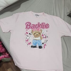 Gildan Pink Tee with Bear Design